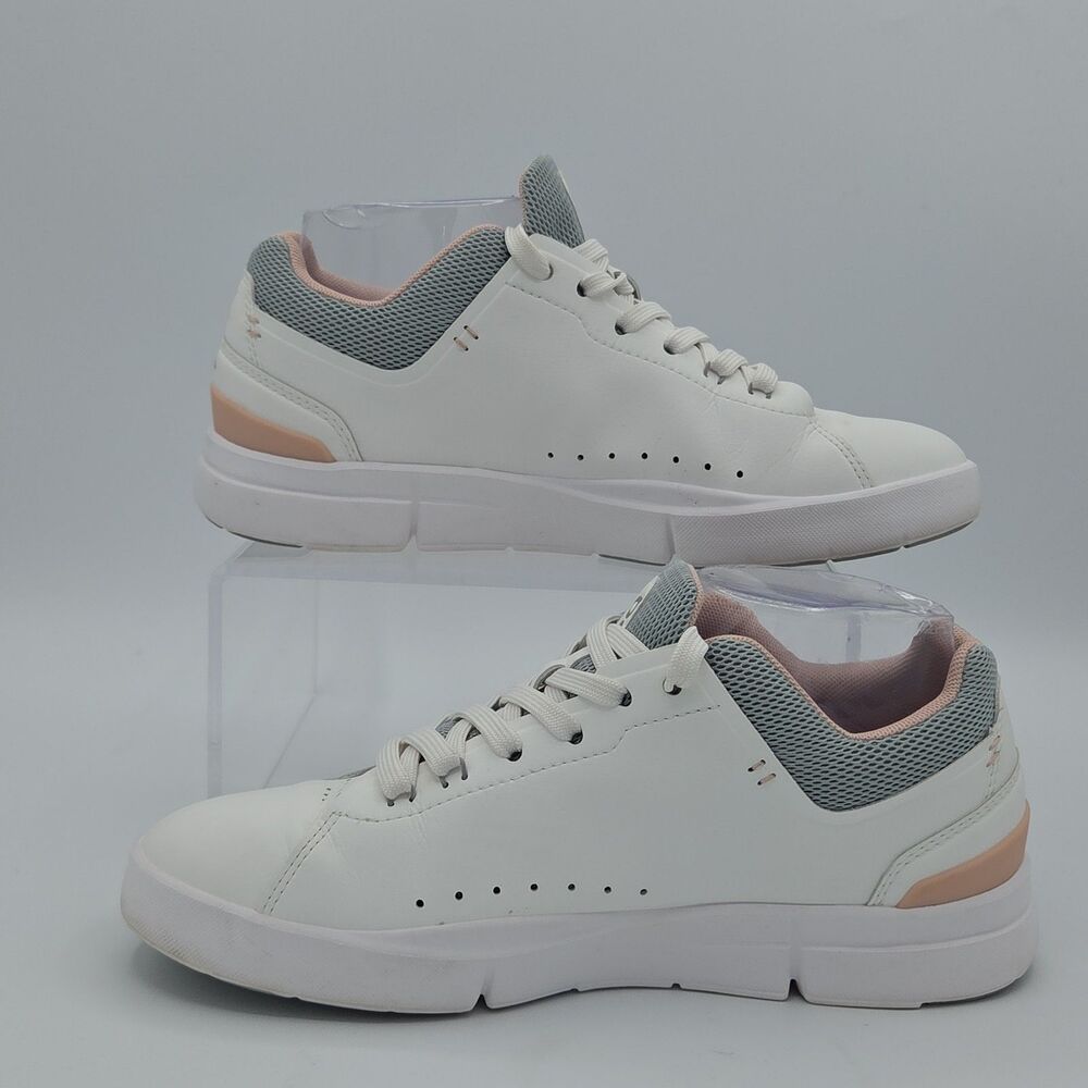 On Cloud The Roger Advantage White Rose Pink Grey Women's Running Shoes Size 7 - Picture 2 of 8